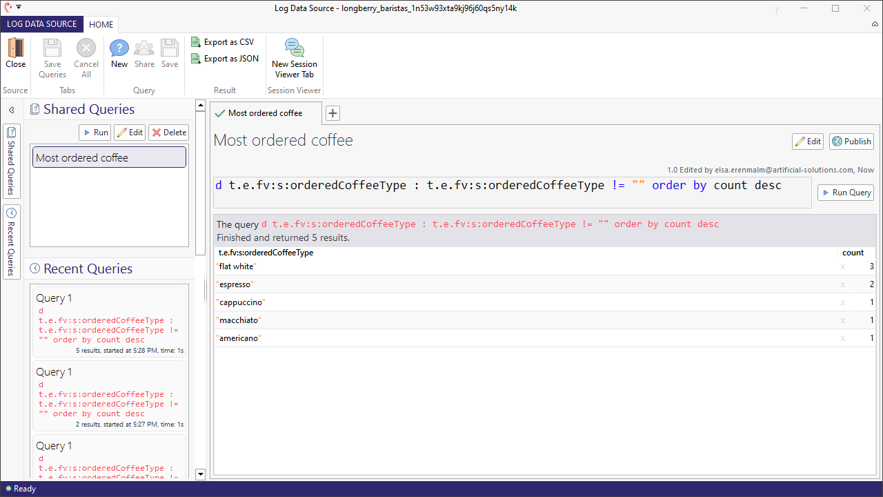 saved shared queries